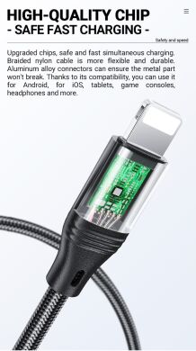 Кабель Hoco U104 Ultra USB to Lightning+MicroUSB+Type-C (66W, 1.2m) - Black