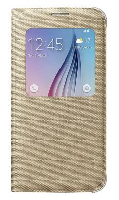 Чехол S View Cover (Textile) для Samsung S6 (G920) EF-CG920 - Gold