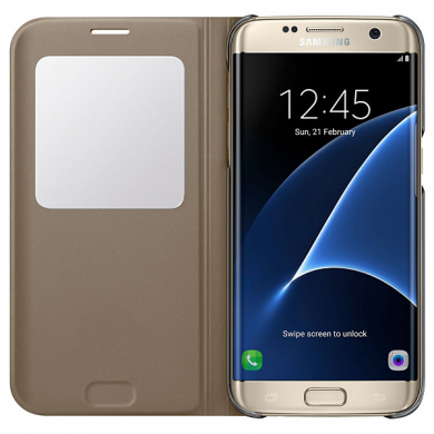 Чехол S View Cover для Samsung Galaxy S7 edge (G935) EF-CG935PFEGRU - Gold
