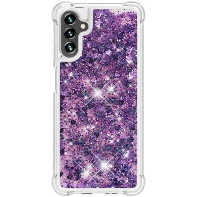 Силіконовий (TPU) чохол Deexe Liquid Glitter для Samsung Galaxy A13 5G (A136) / A04s (A047) - Dark Purple Hearts