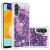 Силіконовий (TPU) чохол Deexe Liquid Glitter для Samsung Galaxy A13 5G (A136) / A04s (A047) - Dark Purple Hearts