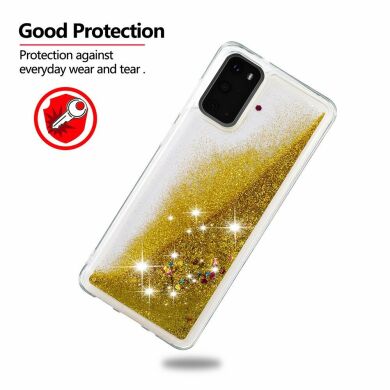 Силиконовый (TPU) чехол Deexe Liquid Glitter для Samsung Galaxy S20 (G980) - Gold