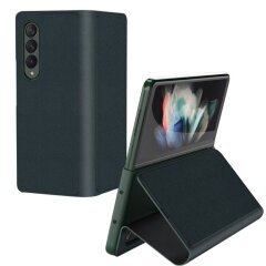 Защитный чехол GKK Leather Wallet для Samsung Galaxy Fold 3 - Dark Green