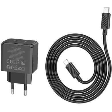 Сетевое зарядное устройство Hoco CS13A Ocean PD20W + кабель Type-C to Type-C - Black