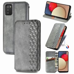 Чехол Deexe Rhombus Wallet для Samsung Galaxy A02s (A025) - Grey