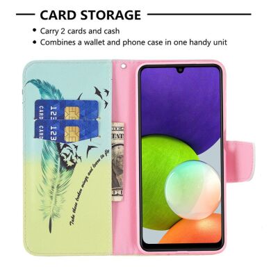 Чехол-книжка Deexe Color Wallet для Samsung Galaxy A22 (A225) / M22 (M225) - Butterfly and Flower