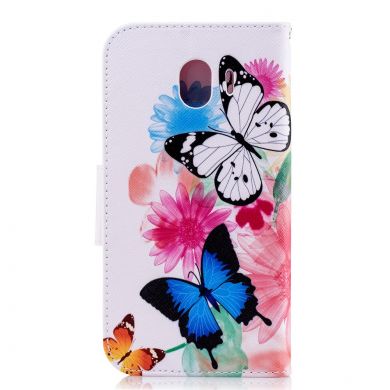 Чехол-книжка Deexe Color Wallet для Samsung Galaxy J4 2018 (J400) - Butterfly in Flowers