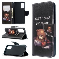 Чехол-книжка Deexe Color Wallet для Samsung Galaxy S20 (G980) - Brown Bear and Warning Words