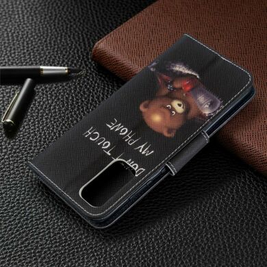 Чехол-книжка Deexe Color Wallet для Samsung Galaxy S20 (G980) - Brown Bear and Warning Words
