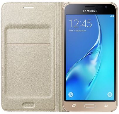Чехол Flip Wallet для Samsung Galaxy J3 2016 (J320) EF-WJ320P - Gold
