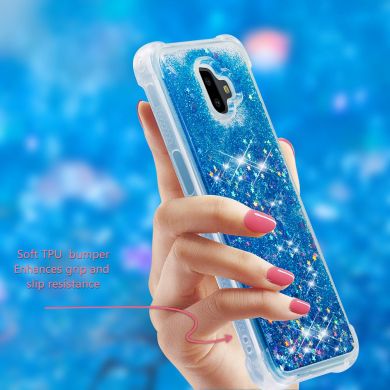 Силиконовый (TPU) чехол Deexe Liquid Glitter для Samsung Galaxy J6+ (J610) - Blue