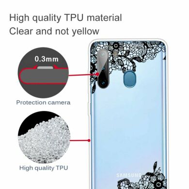 Силіконовий (TPU) чохол Deexe Pretty Glossy для Samsung Galaxy A21 (A215) - Black Flower