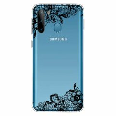 Силіконовий (TPU) чохол Deexe Pretty Glossy для Samsung Galaxy A21 (A215) - Black Flower