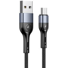 Кабель Usams US-SJ450 U55 Aluminum Alloy Braided USB to MicroUSB (2A, 1m) - Black