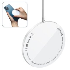 Бездротовий зарядний пристрій USAMS US-CD155 Ultra Thin Magnetic Wireless Charger - White
