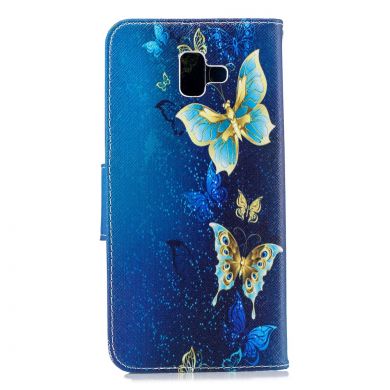 Чехол-книжка Deexe Color Wallet для Samsung Galaxy J6+ (J610) - Gold and Blue Butterfly