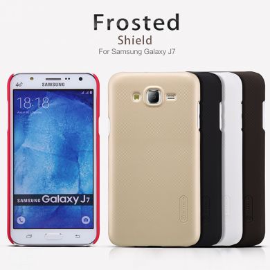 Пластиковая накладка NILLKIN Frosted Shield для Samsung Galaxy J7 (J700) + пленка - Gold