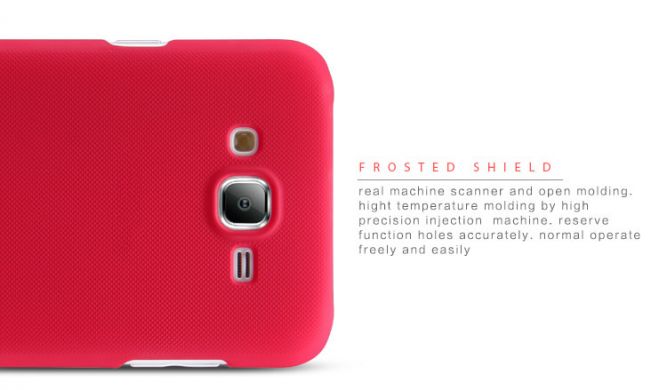 Пластиковая накладка NILLKIN Frosted Shield для Samsung Galaxy J7 (J700) + пленка - Red