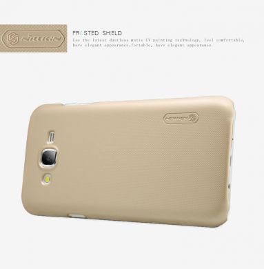 Пластиковая накладка NILLKIN Frosted Shield для Samsung Galaxy J7 (J700) + пленка - Gold