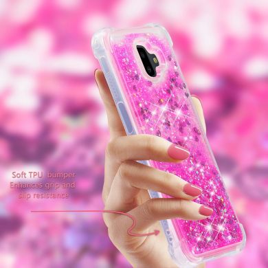 Силиконовый (TPU) чехол Deexe Liquid Glitter для Samsung Galaxy J6+ (J610) - Rose