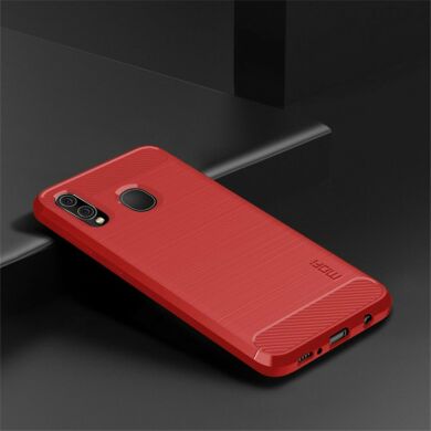 Силиконовый (TPU) чехол MOFI Carbon Fiber для Samsung Galaxy A30 (A305) / A20 (A205) - Red