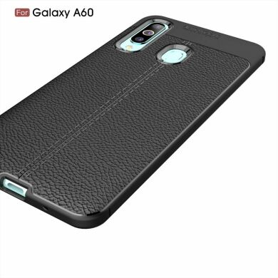 Защитный чехол Deexe Leather Cover для Samsung Galaxy A60 (A605) - Black