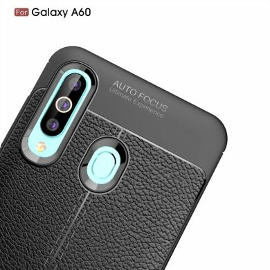 Защитный чехол Deexe Leather Cover для Samsung Galaxy A60 (A605) - Black