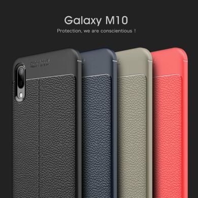 Защитный чехол Deexe Leather Cover для Samsung Galaxy M10 - Red