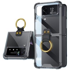 Защитный чехол GKK AirBag with Ring для Samsung Galaxy Flip 4 - Transparent Black