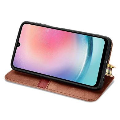 Чехол Deexe Rhombus Wallet для Samsung Galaxy A24 (A245) - Brown
