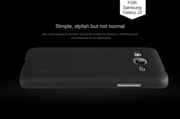 Пластиковая накладка NILLKIN Frosted Shield для Samsung Galaxy J3 2016 (J320) + пленка - Black
