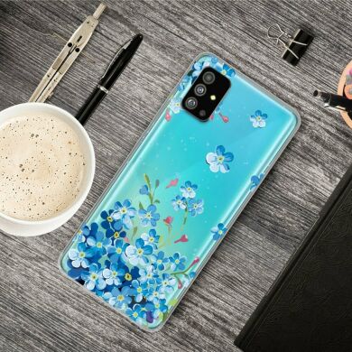 Силиконовый (TPU) чехол Deexe Pretty Glossy для Samsung Galaxy S20 Plus (G985) - Blue Flowers