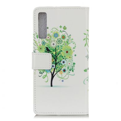 Чехол Deexe Life Style Wallet для Samsung Galaxy A7 2018 (A750) - Green Flower Tree