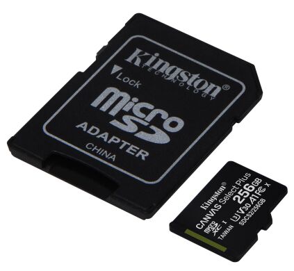 Карта памяти Kingston microSDXC 256GB Canvas Select Plus C10 UHS-I R100MB/s + адаптер