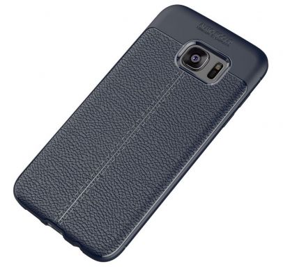 Защитный чехол Deexe Leather Cover для Samsung Galaxy S7 edge (G935) - Dark Blue