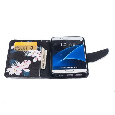 Чехол-книжка Deexe Color Wallet для Samsung Galaxy S7 (G930) - White Flowers
