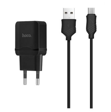 Сетевое зарядное устройство HOCO C22A + кабель microusb - Black