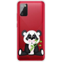 Силиконовый (TPU) чехол Deexe Pretty Glossy для Samsung Galaxy A02s (A025) - Panda and Bamboo
