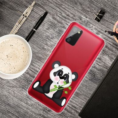 Силиконовый (TPU) чехол Deexe Pretty Glossy для Samsung Galaxy A02s (A025) - Panda and Bamboo