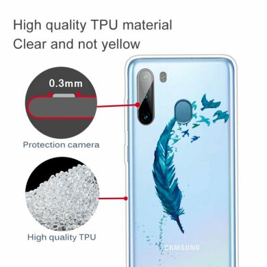 Силиконовый (TPU) чехол Deexe Pretty Glossy для Samsung Galaxy A21 (A215) - Feather