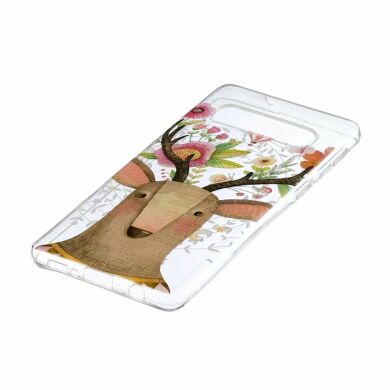 Силиконовый (TPU) чехол Deexe Pretty Glossy для Samsung Galaxy S10 (G973) - Deer with Flowers