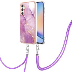 Защитный чехол Deexe Marble Case with Strap для Samsung Galaxy A24 (A245) - Light Purple