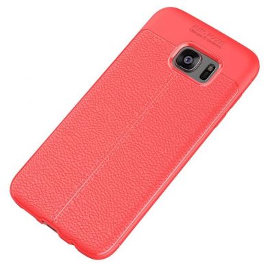 Защитный чехол Deexe Leather Cover для Samsung Galaxy S7 edge (G935) - Red