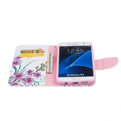 Чехол-книжка Deexe Color Wallet для Samsung Galaxy S7 (G930) - Butterfly in Flowers C