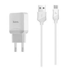 Мережевий зарядний пристрій HOCO C22A + кабель microUSB - White