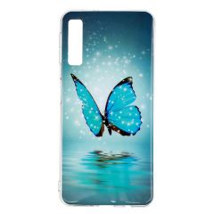 Силиконовый (TPU) чехол Deexe LumiCase для Samsung Galaxy A7 2018 (A750) - Blue Butterfly