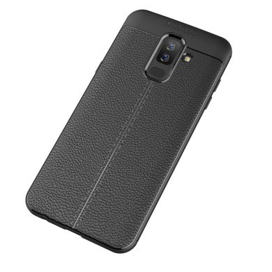 Защитный чехол Deexe Leather Cover для Samsung Galaxy A6+ 2018 (A605) - Black