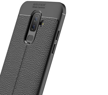 Защитный чехол Deexe Leather Cover для Samsung Galaxy A6+ 2018 (A605) - Black