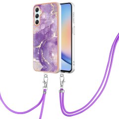 Защитный чехол Deexe Marble Case with Strap для Samsung Galaxy A24 (A245) - Purple
