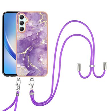 Защитный чехол Deexe Marble Case with Strap для Samsung Galaxy A24 (A245) - Purple